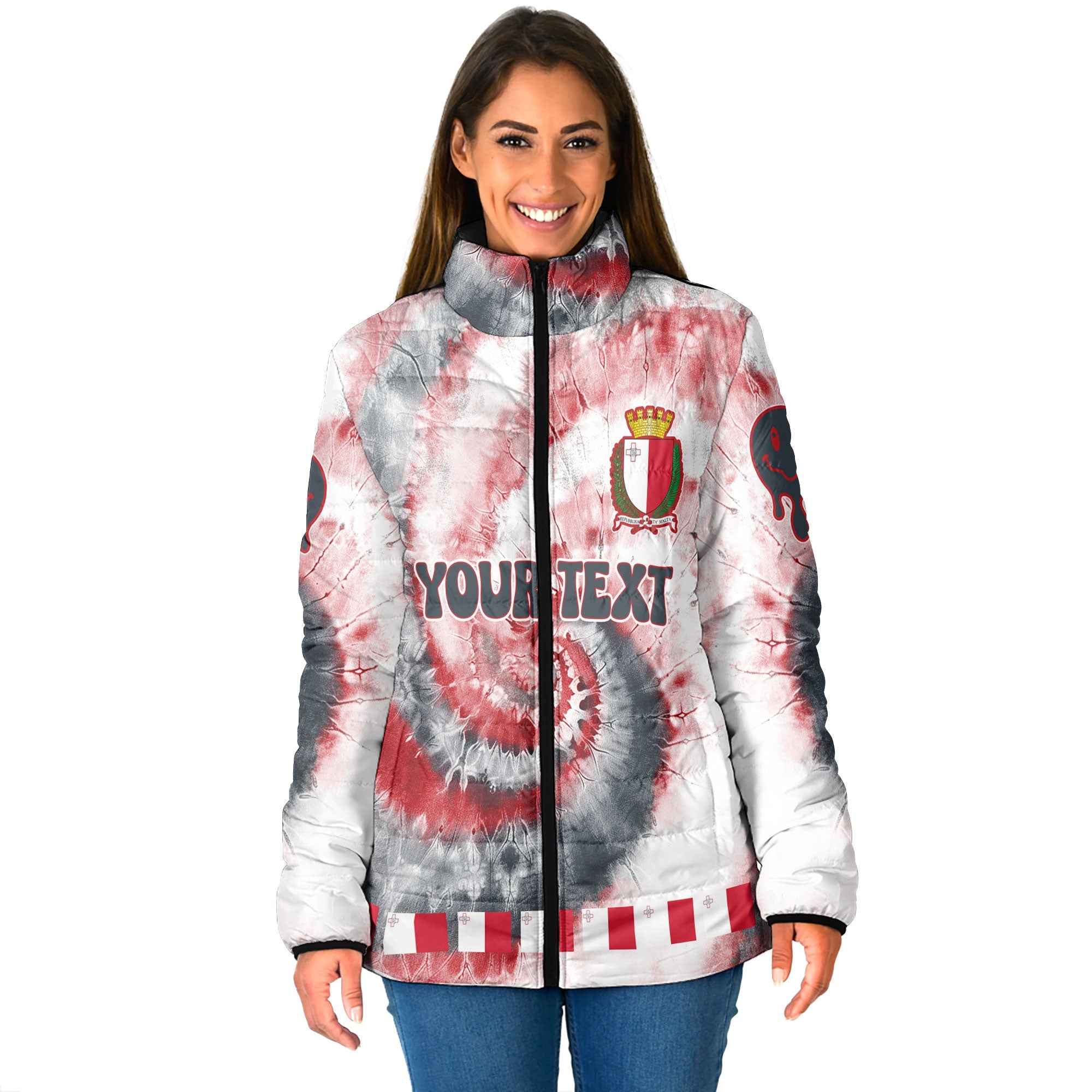 Malta Women Padded Jacket Custom Tie Dye Style 1