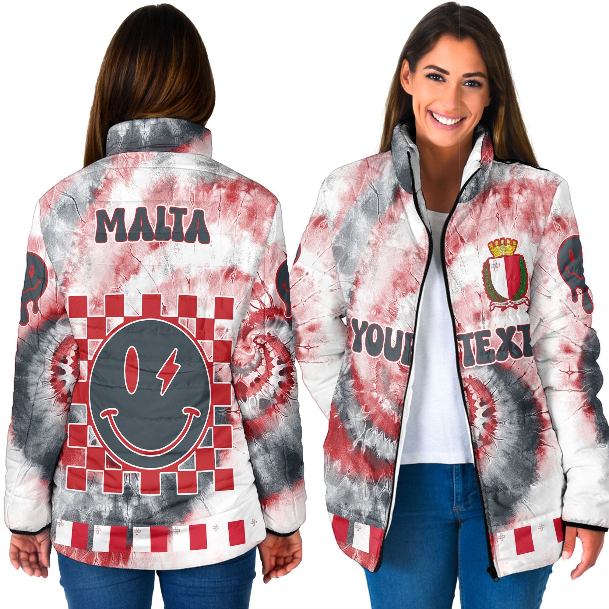 Malta Women Padded Jacket Custom Tie Dye Style 3