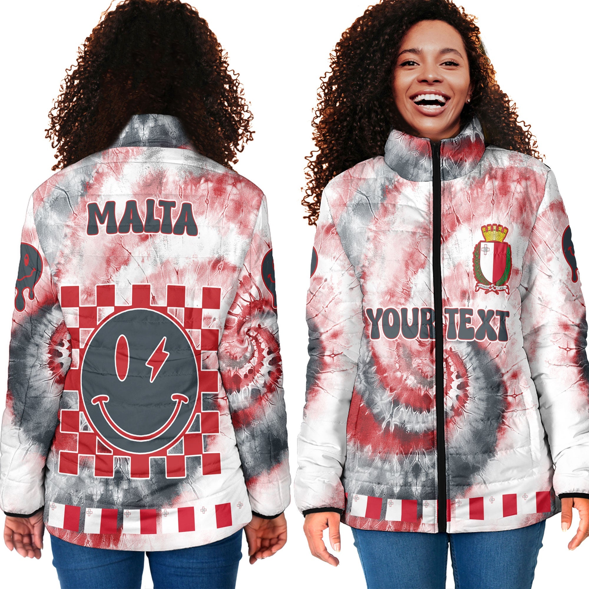 Malta Women Padded Jacket Custom Tie Dye Style 4