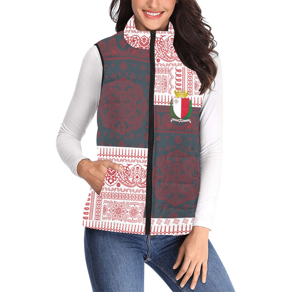 Malta Women Padded Jacket Vest Flag And Paisley Basic Style 1