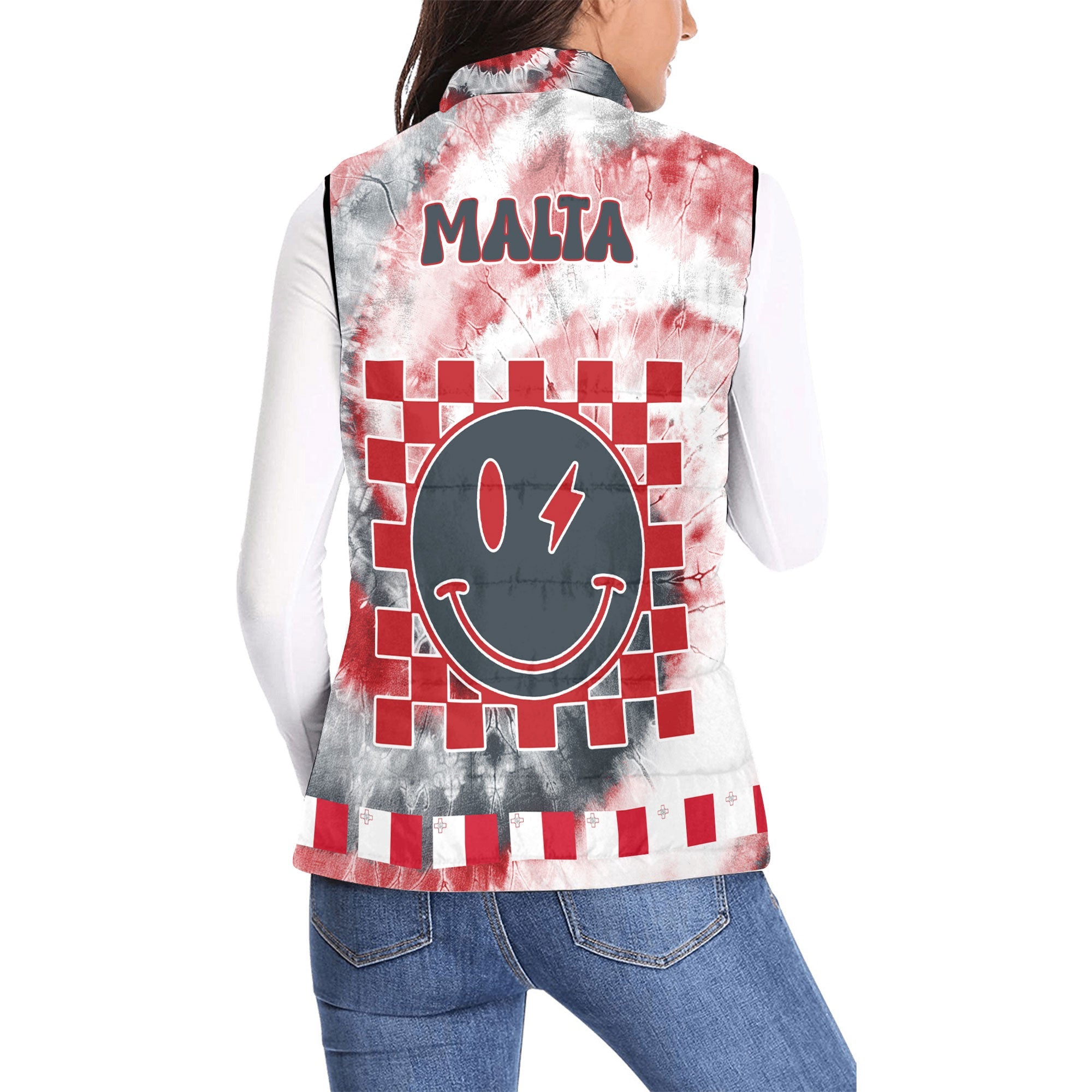 Malta Women Padded Jacket Vest Custom Tie Dye Style 2