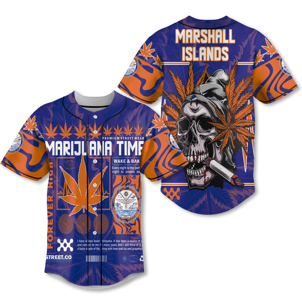 Marshall Islands Baseball Jersey Flag & Coat Of Arms Marijuanas Style