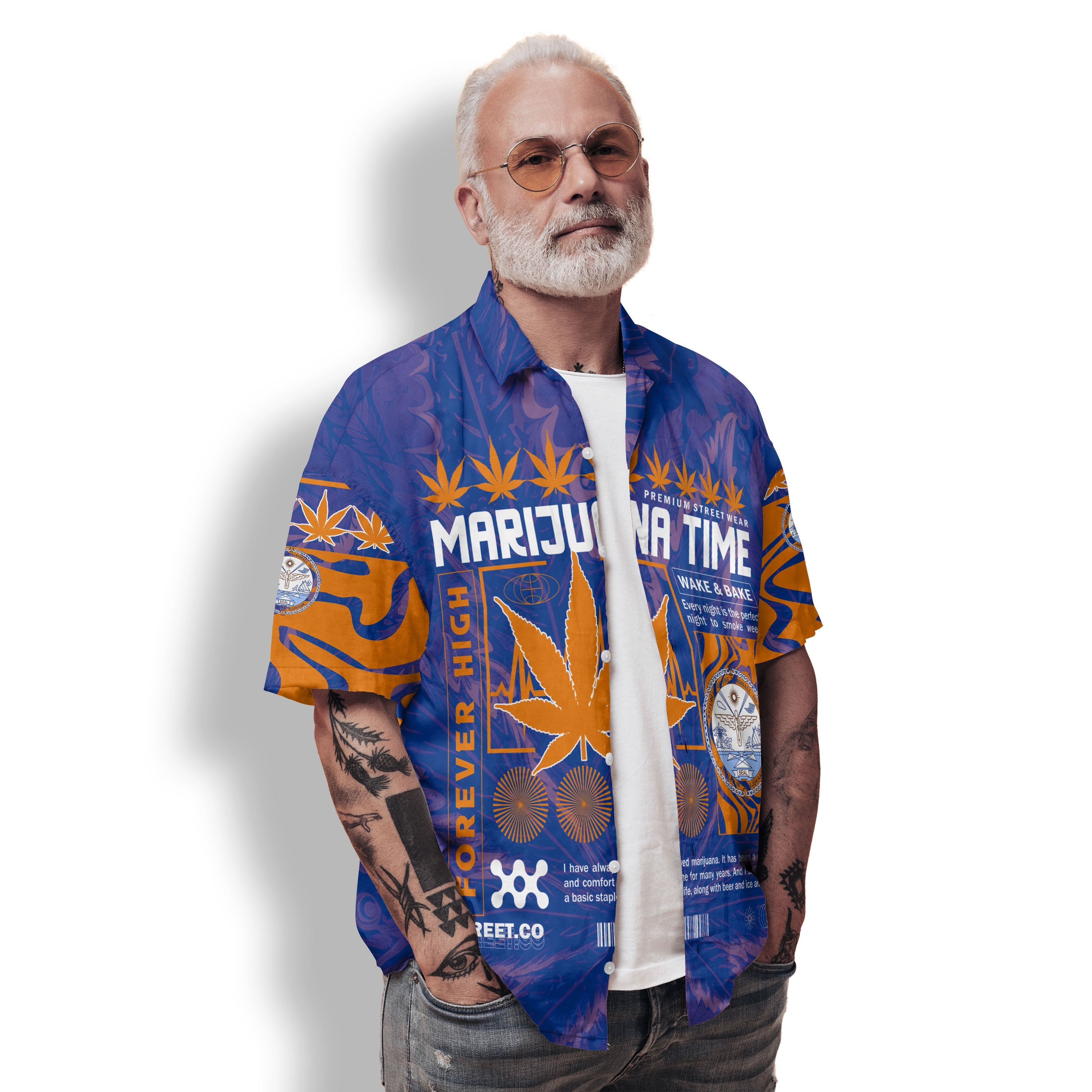 Marshall Islands Hawaiian Shirt Flag & Coat Of Arms Marijuanas Style