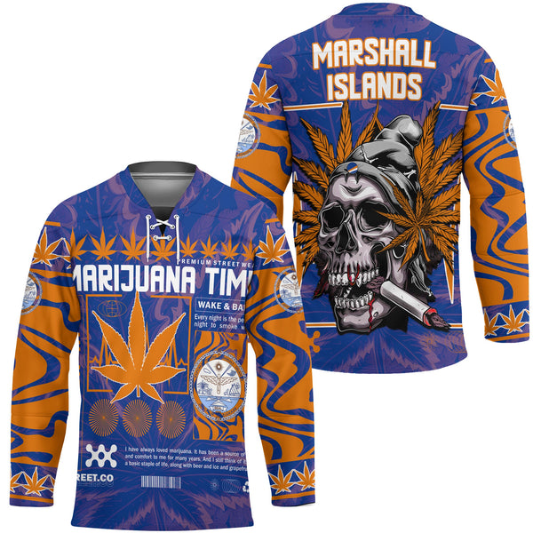 Marshall Islands Hockey Jersey Flag & Coat Of Arms Marijuanas Style