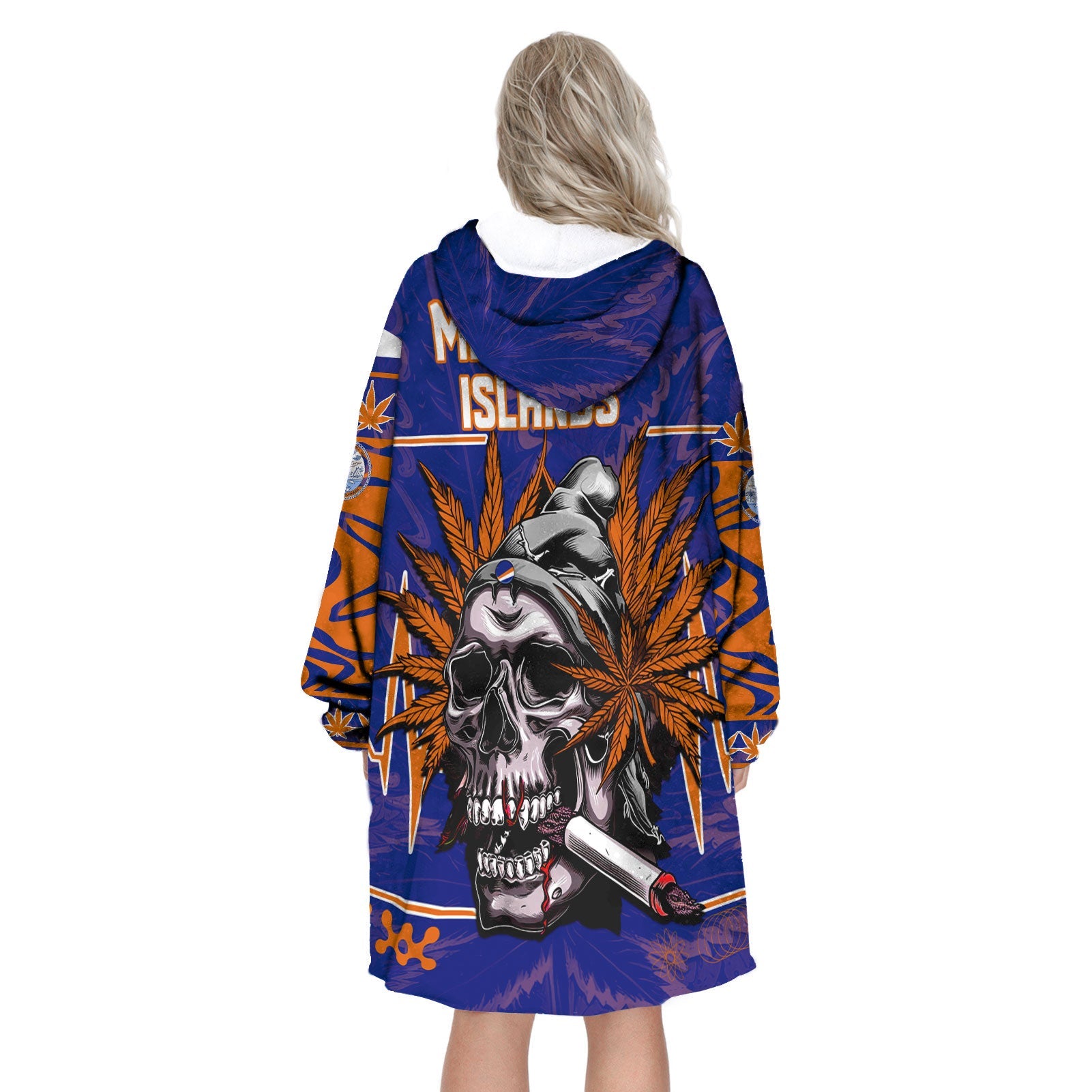 Marshall Islands Snug Hoodie Flag & Coat Of Arms Marijuanas Style