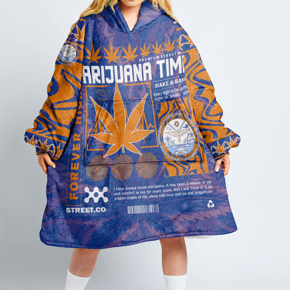 Marshall Islands Snug Hoodie Flag & Coat Of Arms Marijuanas Style