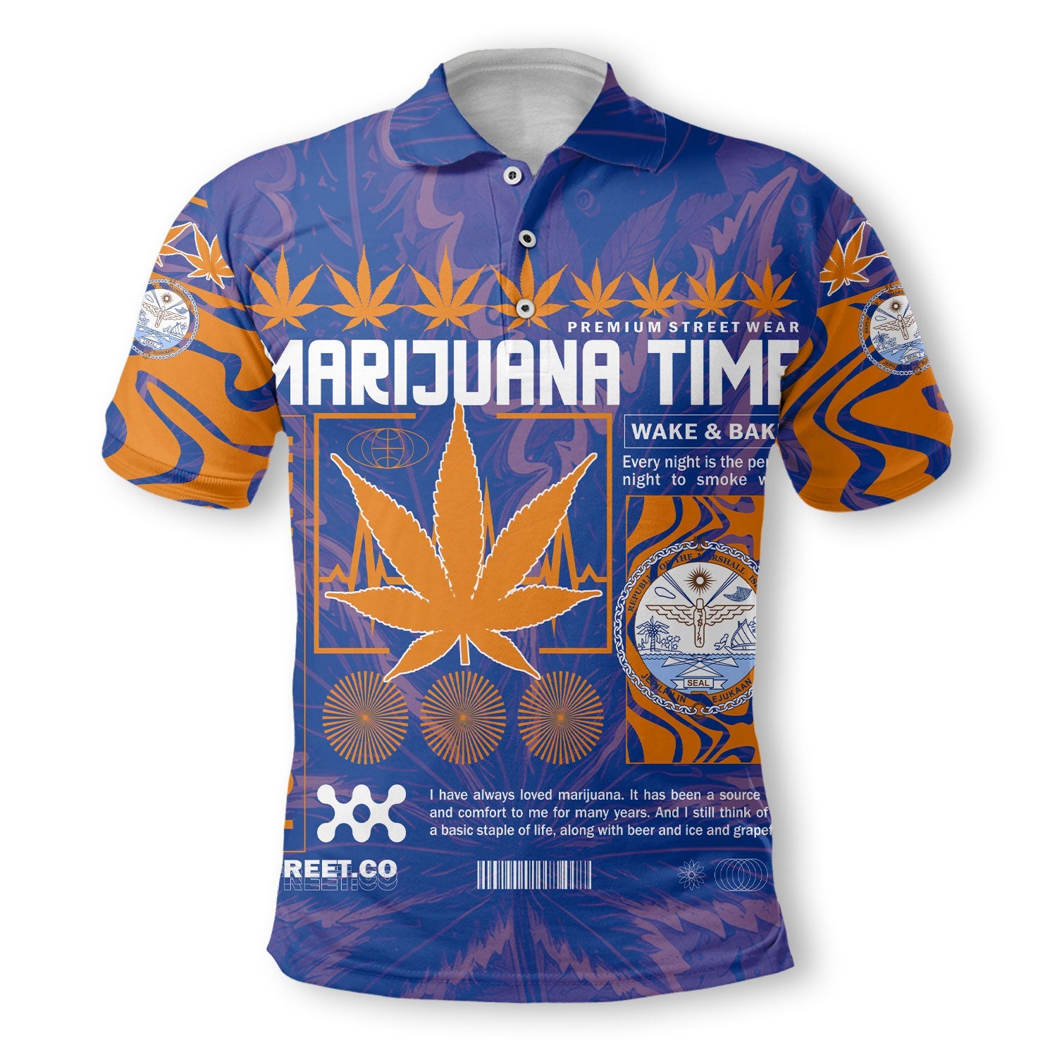 Marshall Islands Polo Shirt Flag & Coat Of Arms Marijuanas Style