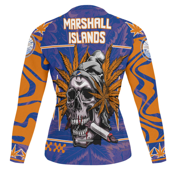 Marshall Islands Men's Cycling Jersey Long Sleeve Flag & Coat Of Arms Marijuanas Style