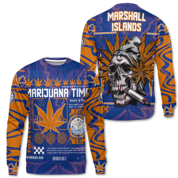 Marshall Islands Sweatshirt Flag & Coat Of Arms Marijuanas Style