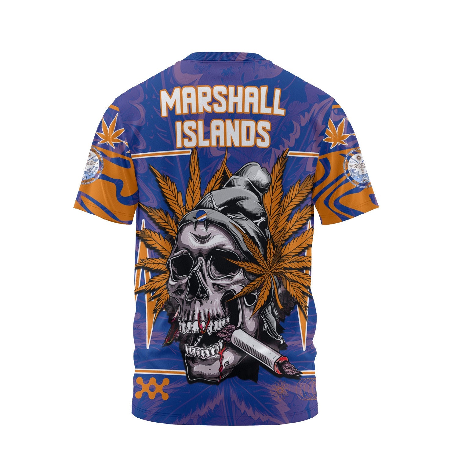 Marshall Islands T Shirt Flag & Coat Of Arms Marijuanas Style