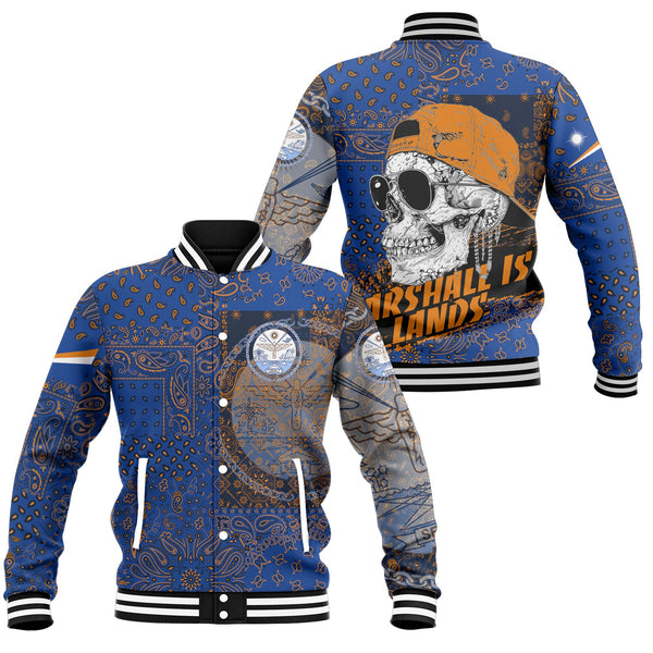 Marshall Islands Baseball Jacket Paisley Flag And Skull Style 1