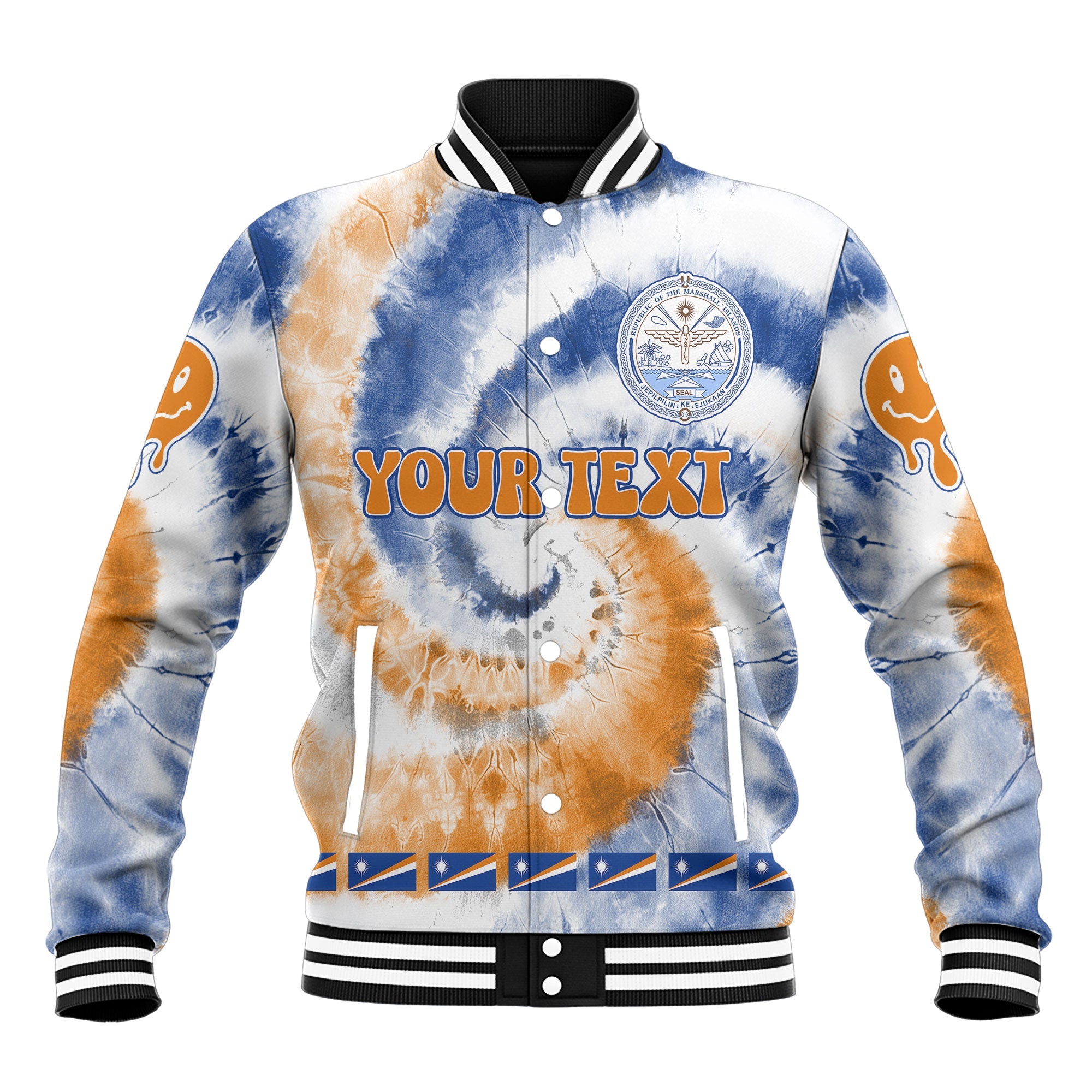 Marshall Islands Baseball Jacket Custom Tie Dye Style 2