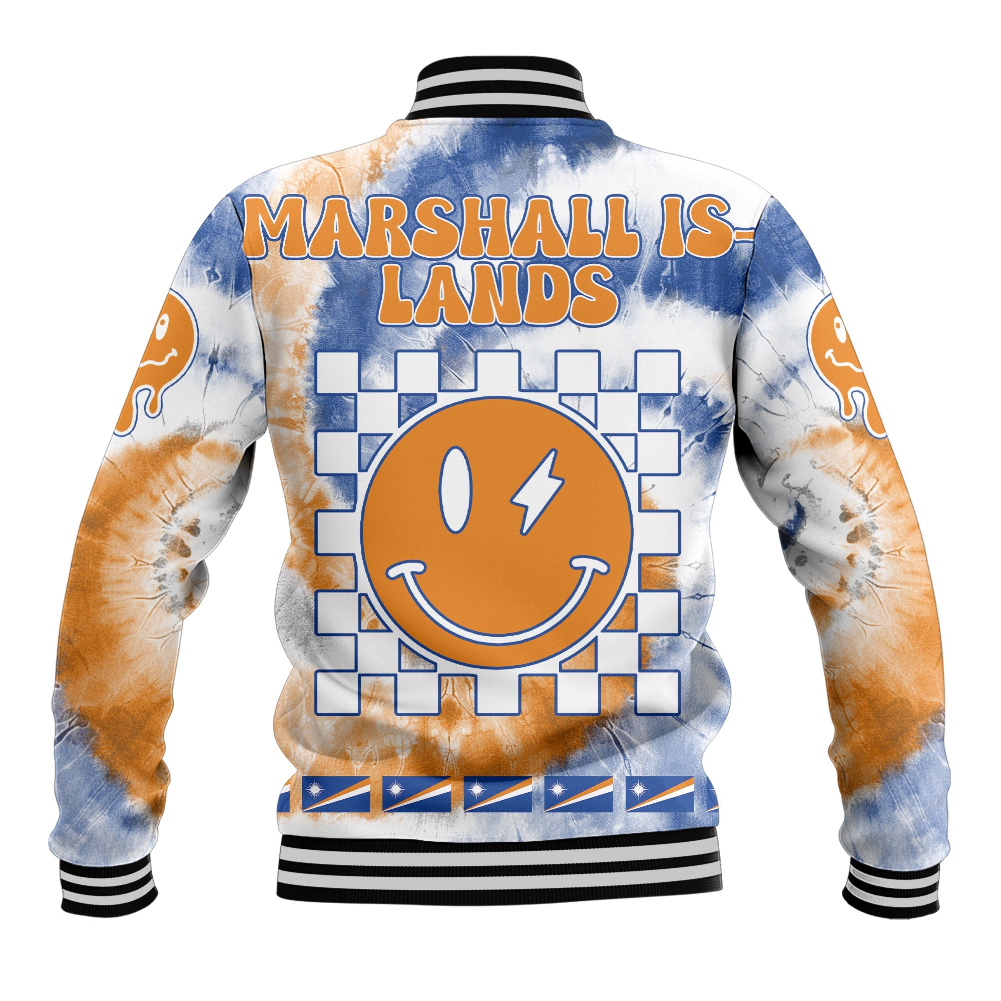 Marshall Islands Baseball Jacket Custom Tie Dye Style 3