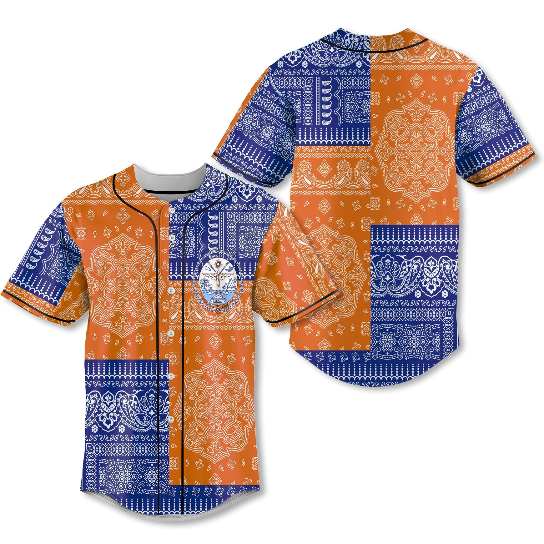 Marshall Islands Baseball Jersey Flag And Paisley Basic Style 1