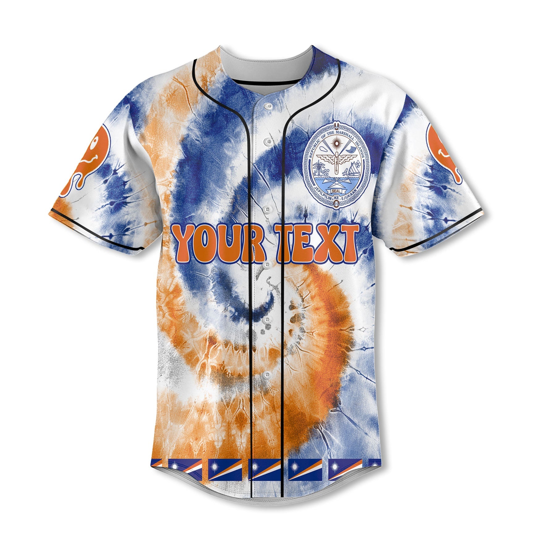 Marshall Islands Baseball Jersey Custom Tie Dye Style 2