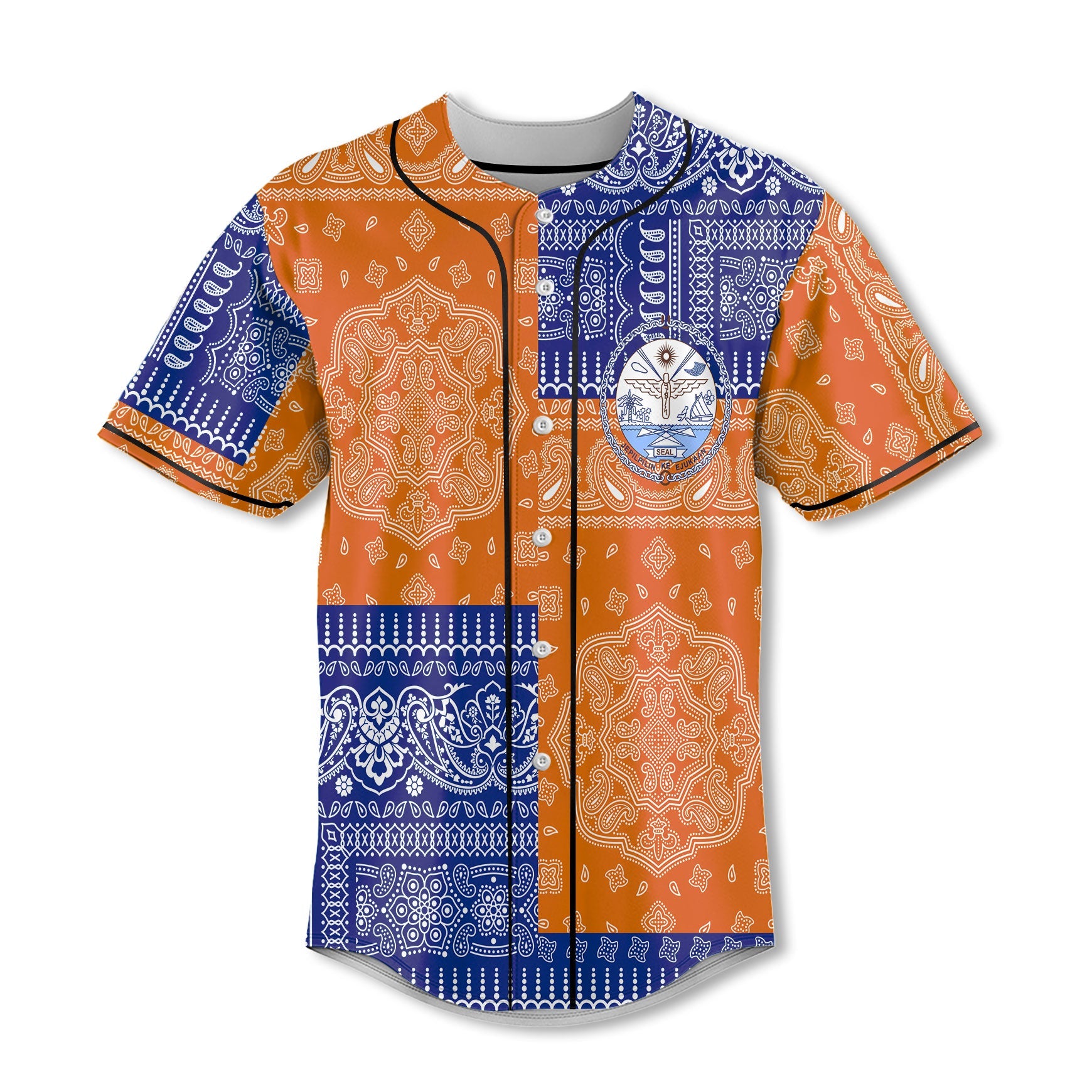 Marshall Islands Baseball Jersey Flag And Paisley Basic Style 2