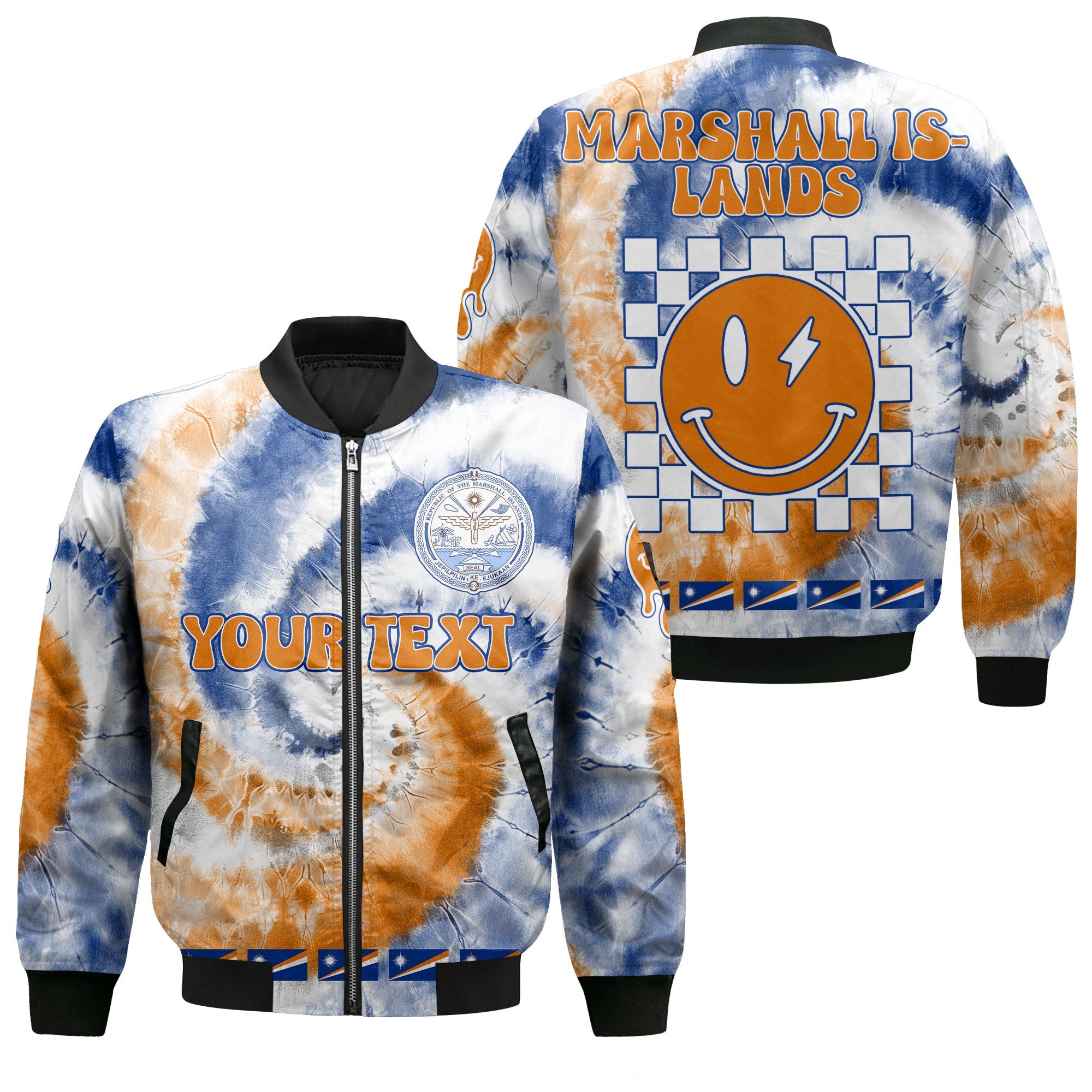 Marshall Islands Bomber Jacket Custom Tie Dye Style 1