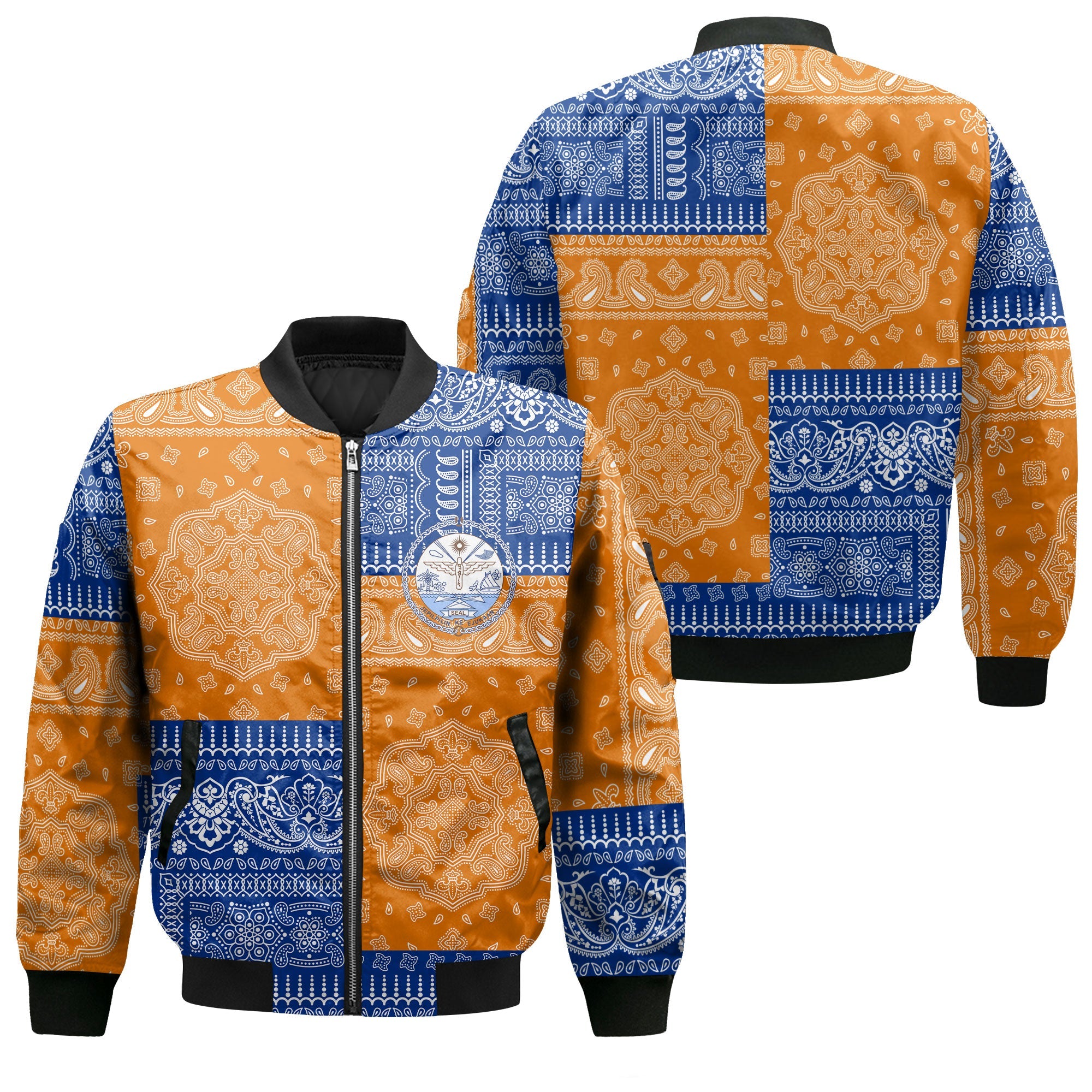 Marshall Islands Bomber Jacket Flag And Paisley Basic Style 1