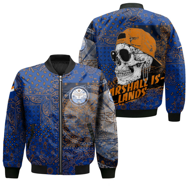 Marshall Islands Bomber Jacket Paisley Flag And Skull Style 1