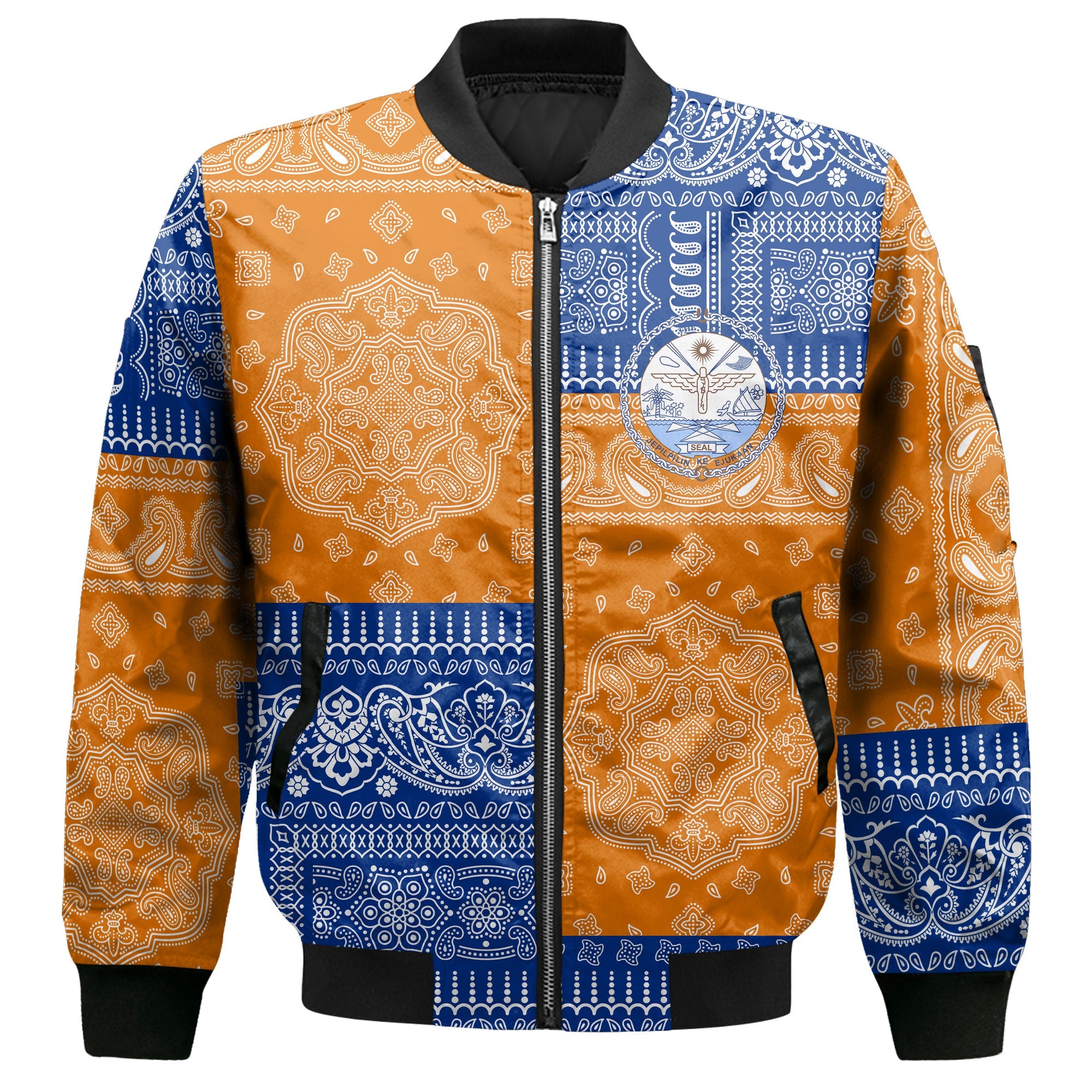 Marshall Islands Bomber Jacket Flag And Paisley Basic Style 2