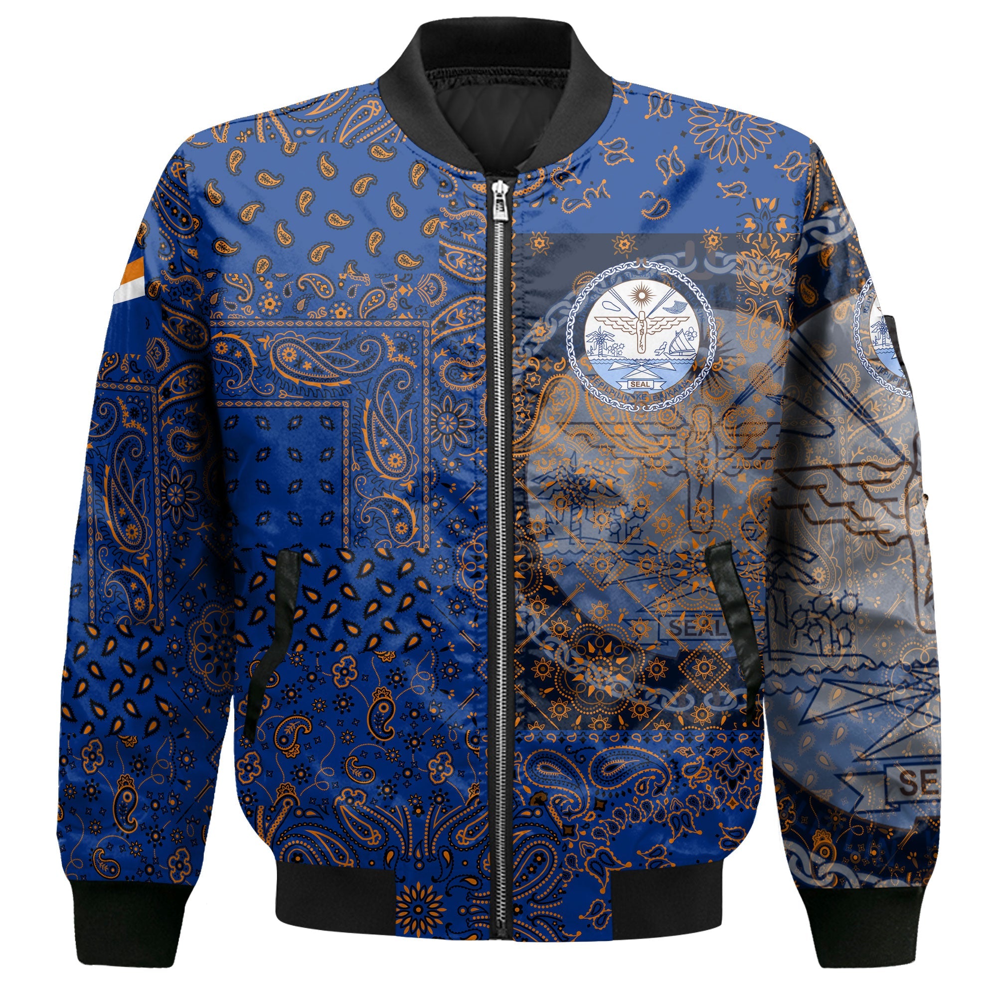 Marshall Islands Bomber Jacket Paisley Flag And Skull Style 2