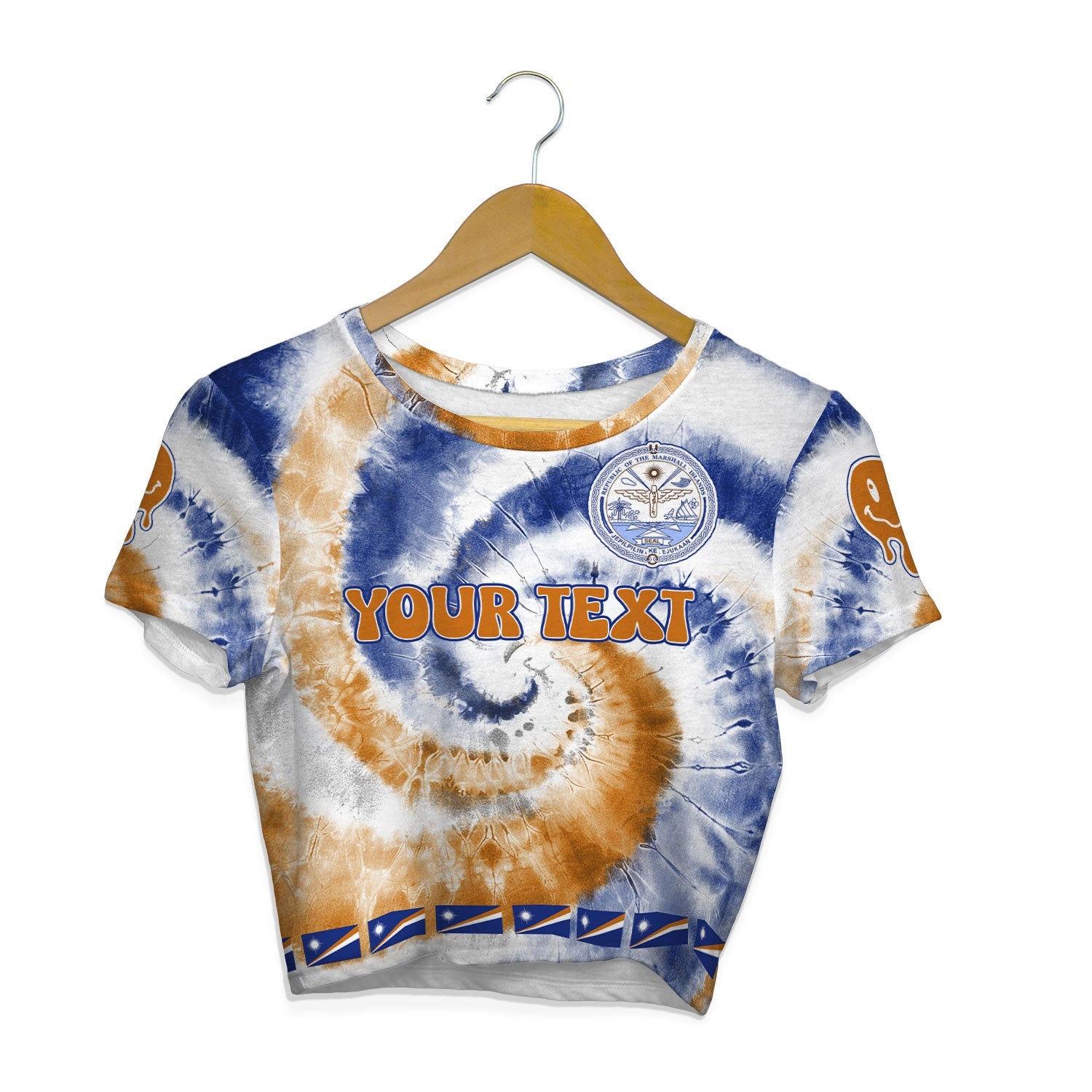 Marshall Islands Croptop T Shirt Custom Tie Dye Style 1