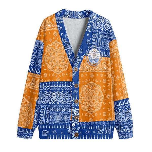 Marshall Islands Fleece Cardigan Flag And Paisley Basic Style 1