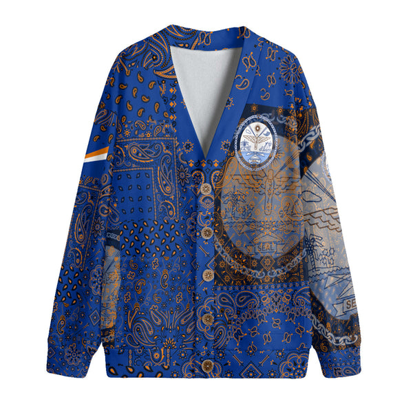 Marshall Islands Fleece Cardigan Paisley Flag And Skull Style 1