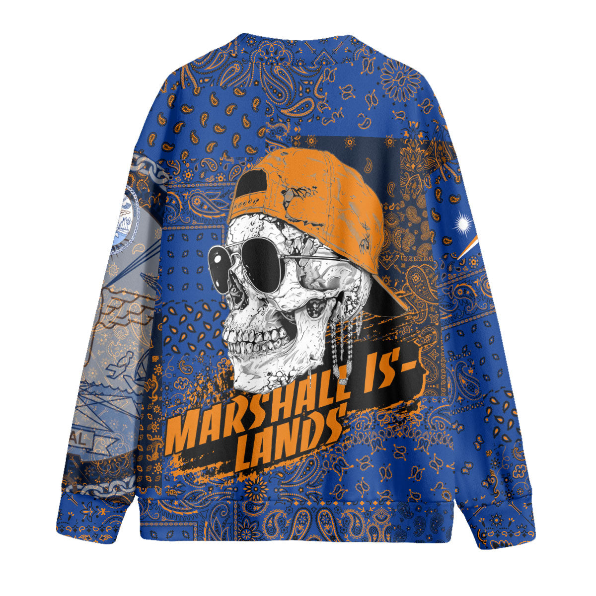 Marshall Islands Fleece Cardigan Paisley Flag And Skull Style 2