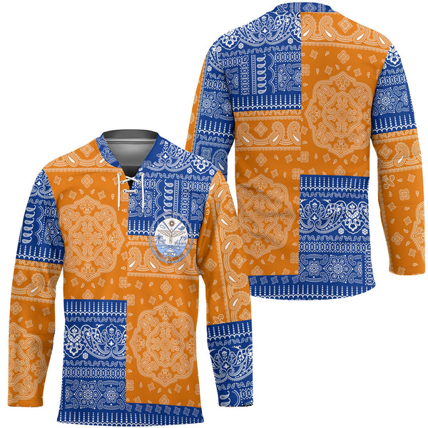 Marshall Islands Hockey Jersey Flag And Paisley Basic Style 1