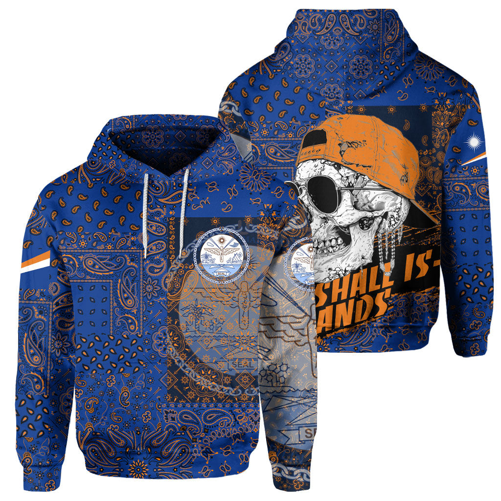 Marshall Islands Hoodie Paisley Flag And Skull Style 1