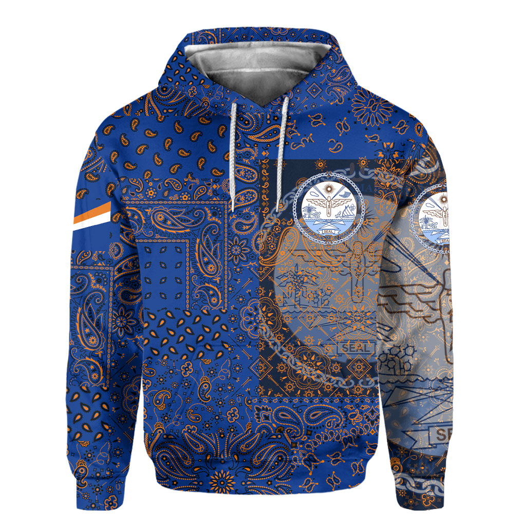 Marshall Islands Hoodie Paisley Flag And Skull Style 2