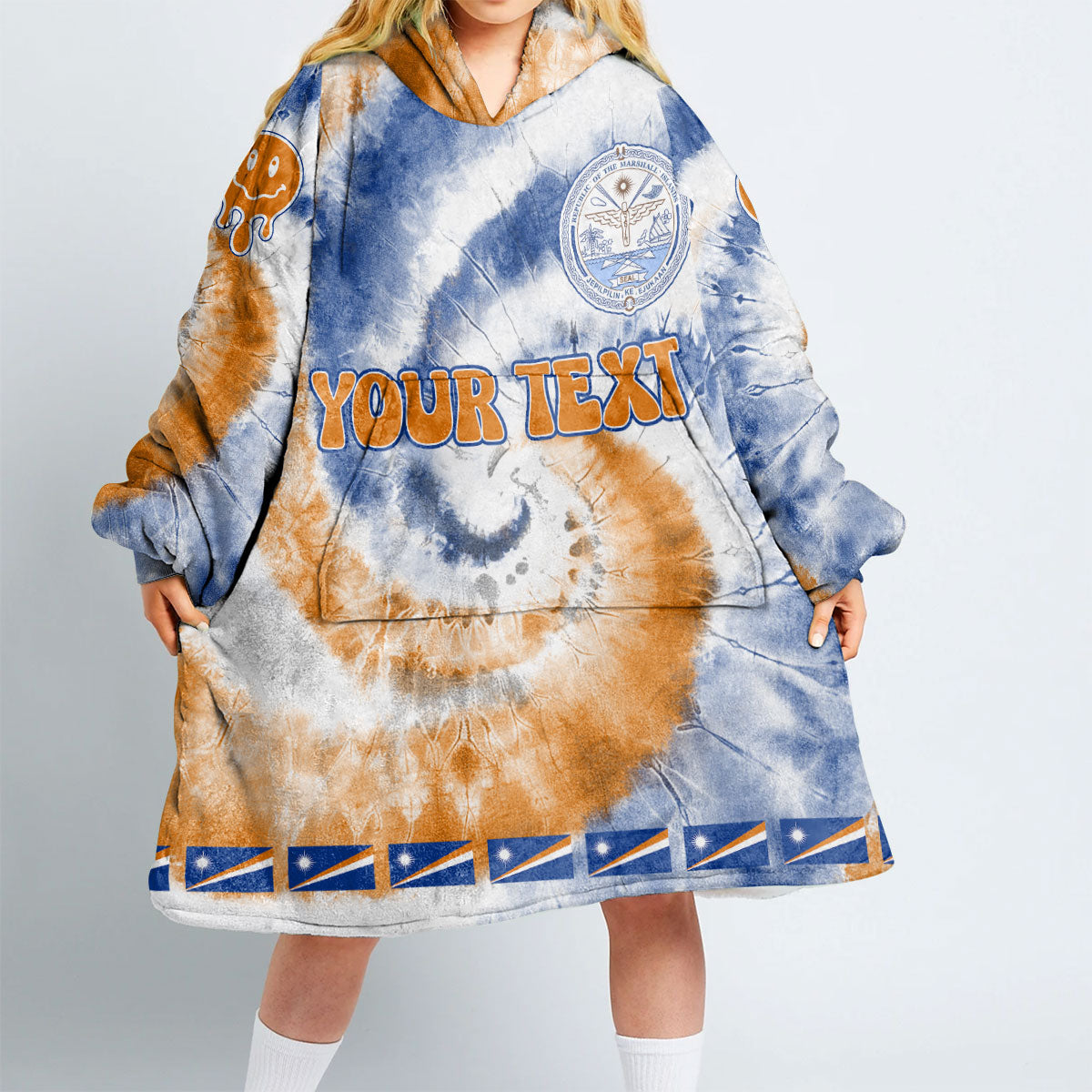 Marshall Islands Hoodie Blanket Custom Tie Dye Style 2