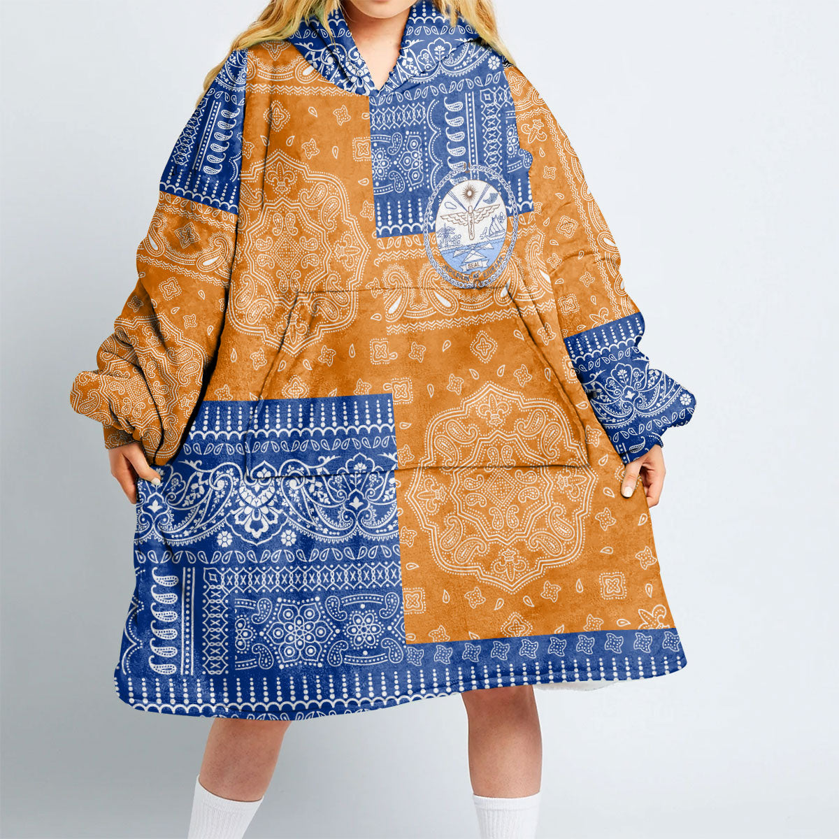 Marshall Islands Hoodie Blanket Flag And Paisley Basic Style 2