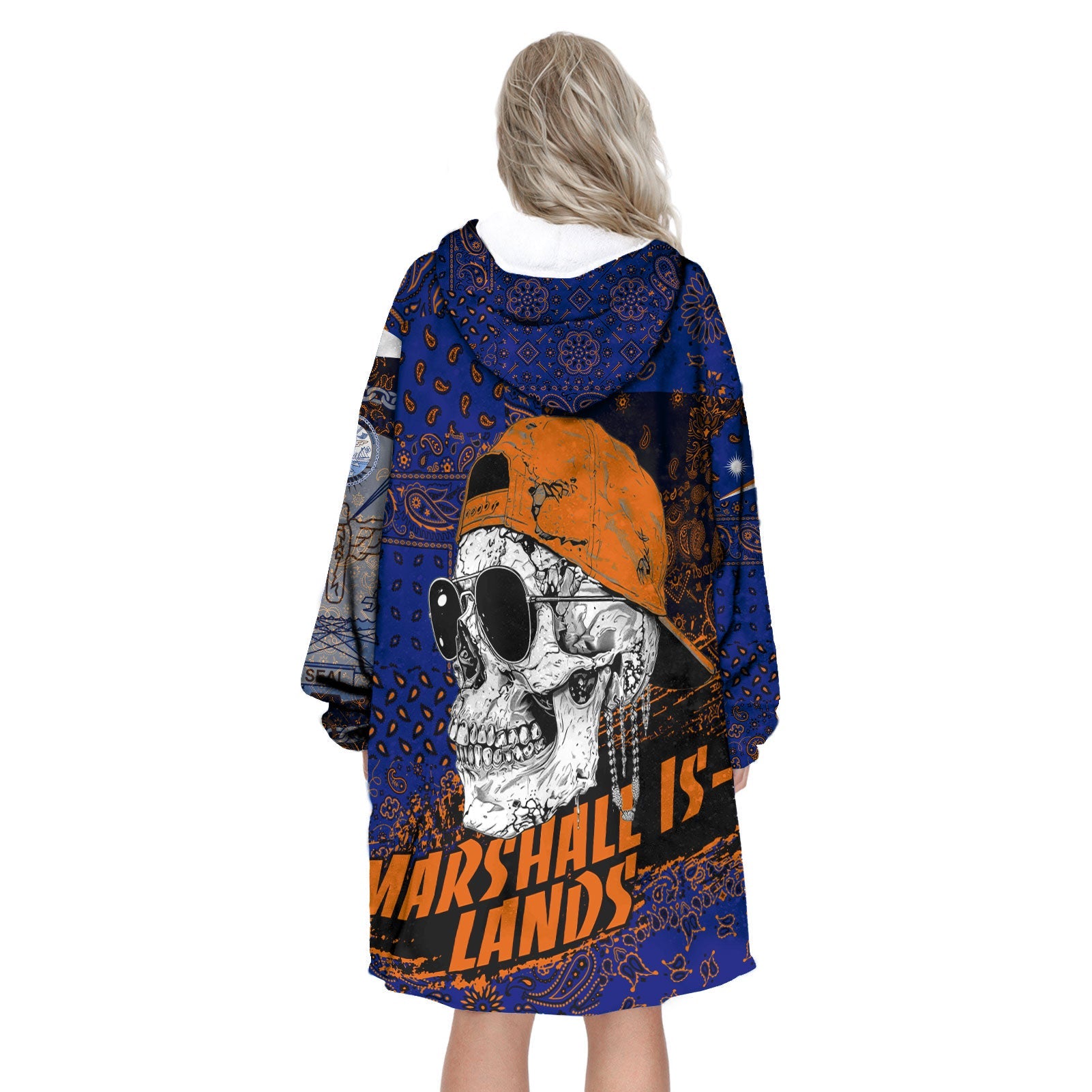 Marshall Islands Hoodie Blanket Paisley Flag And Skull Style 3