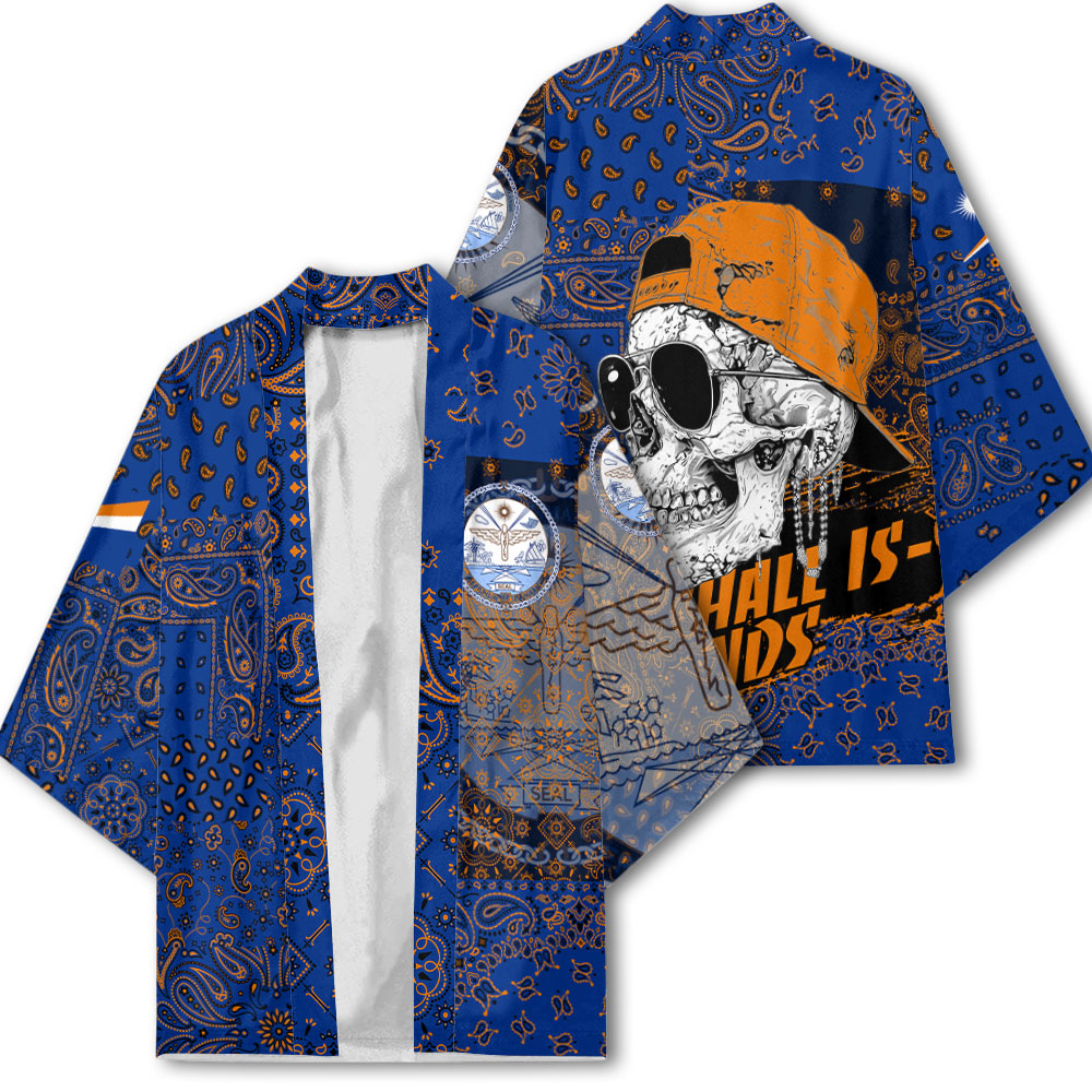 Marshall Islands Kimono Paisley Flag And Skull Style 2