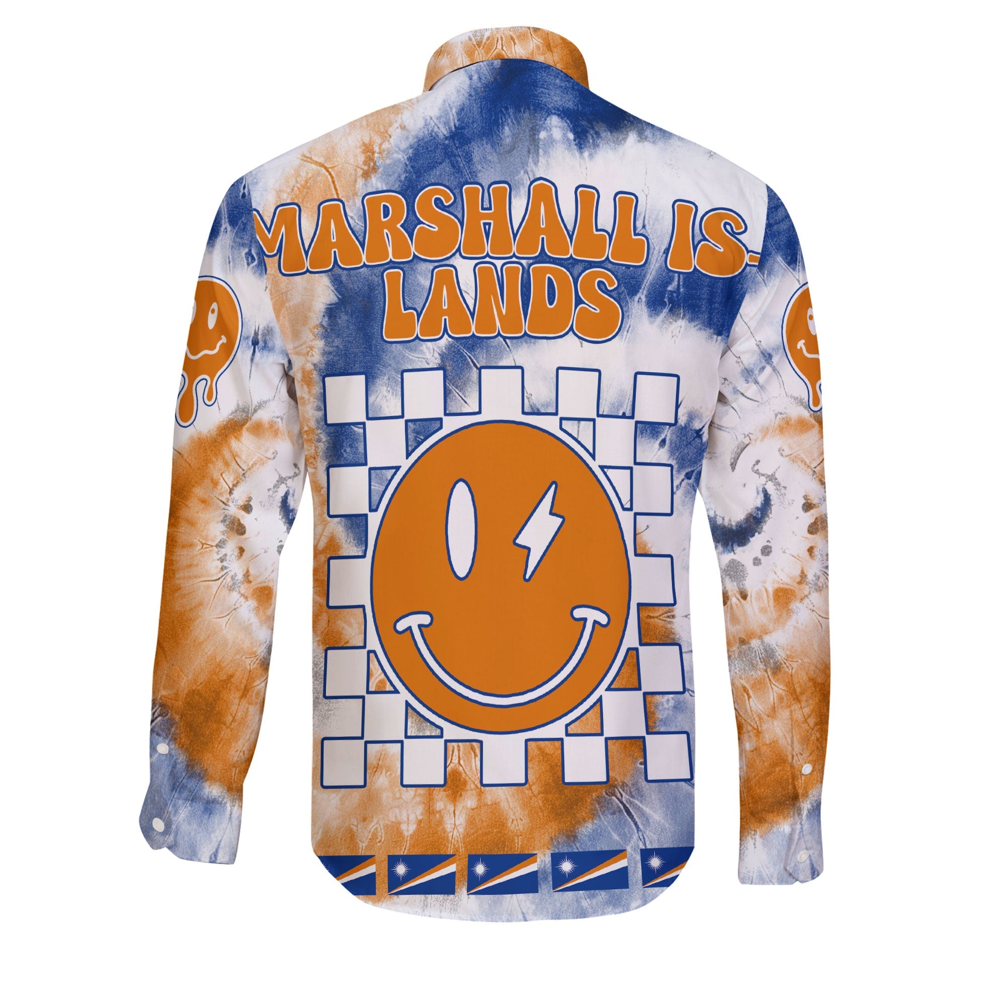 Marshall Islands Long Sleeve Button Shirt Custom Tie Dye Style 2