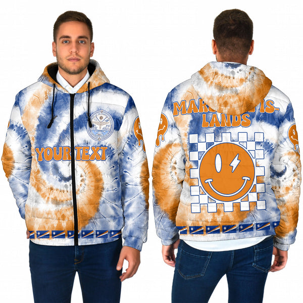 Marshall Islands Men Hooded Padded Jacket Custom Tie Dye Style 1