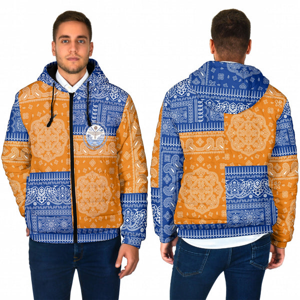 Marshall Islands Men Hooded Padded Jacket Flag And Paisley Basic Style 1