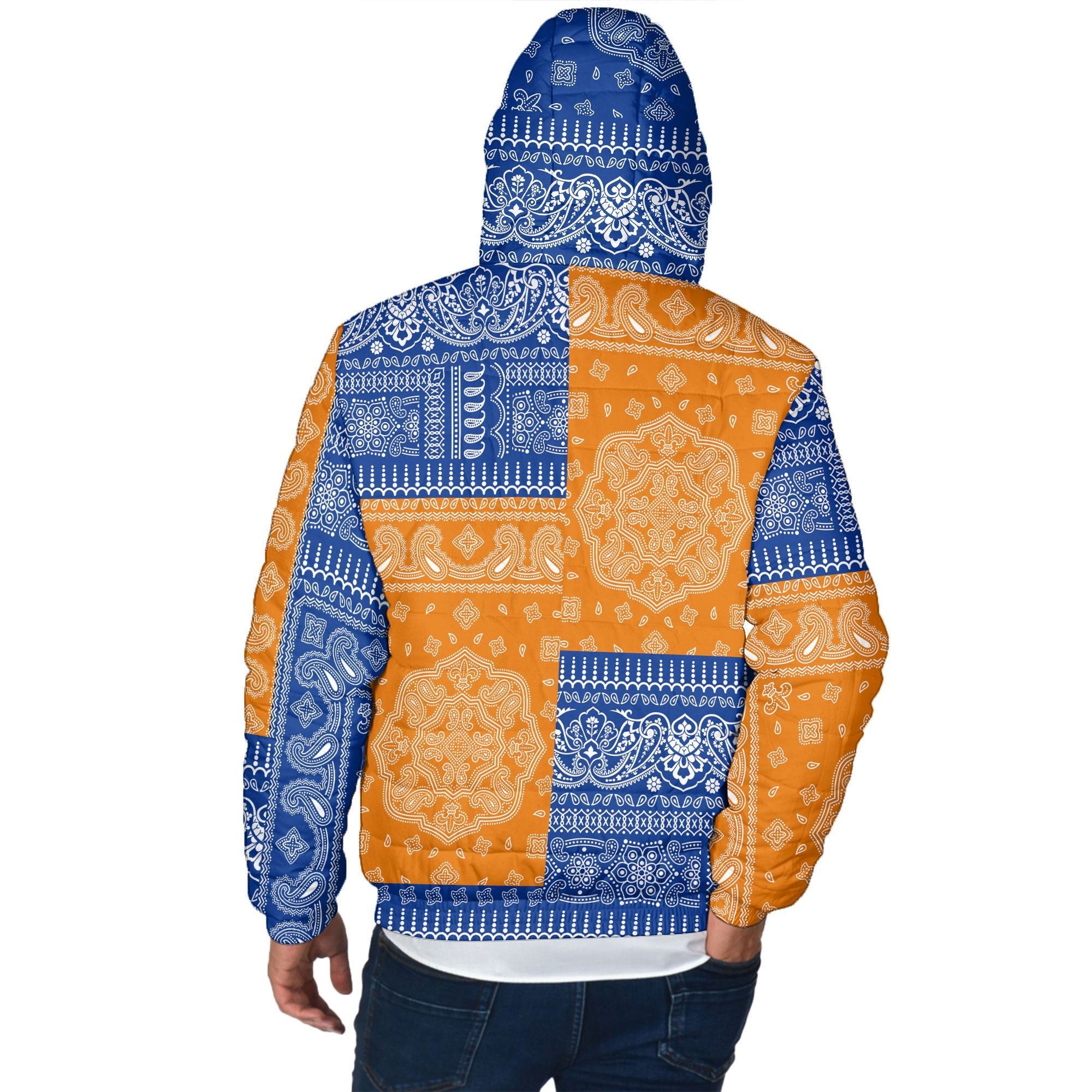 Marshall Islands Men Hooded Padded Jacket Flag And Paisley Basic Style 3