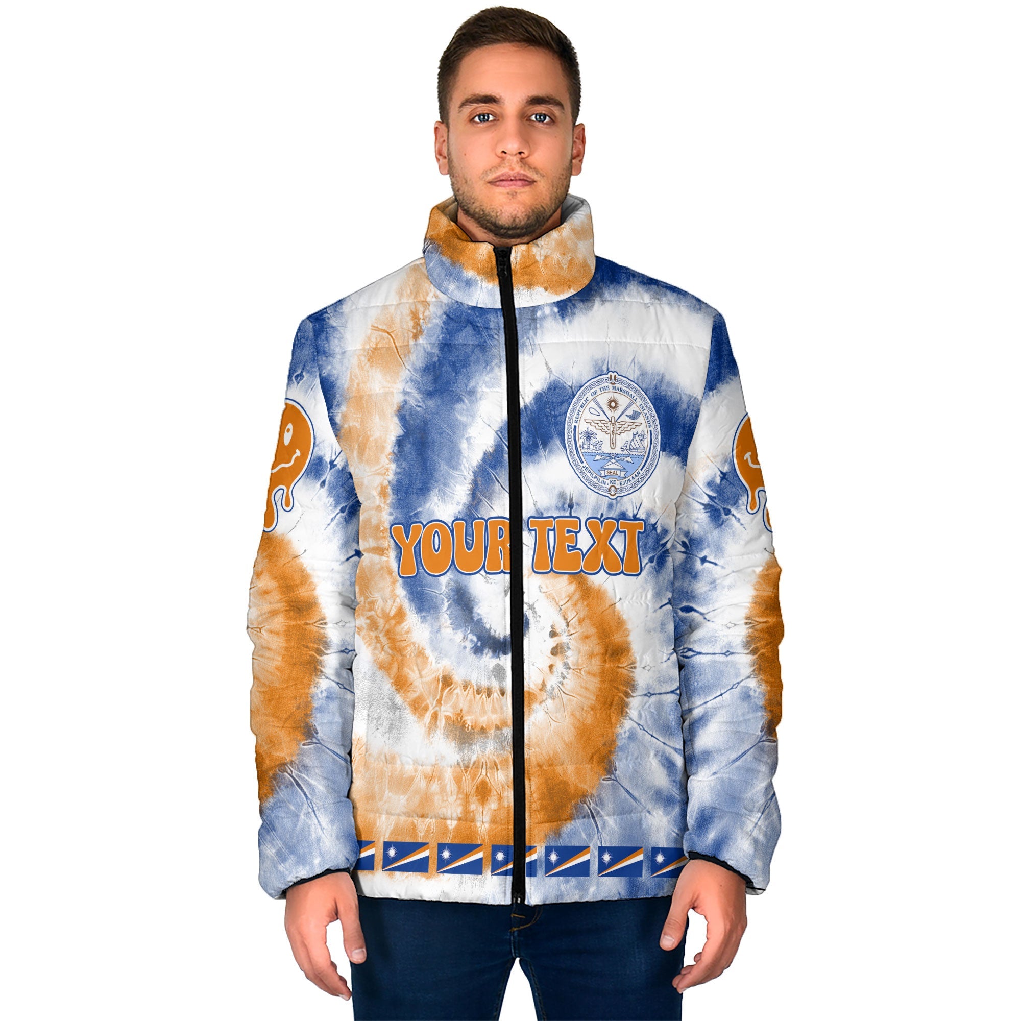 Marshall Islands Men Padded Jacket Custom Tie Dye Style 1