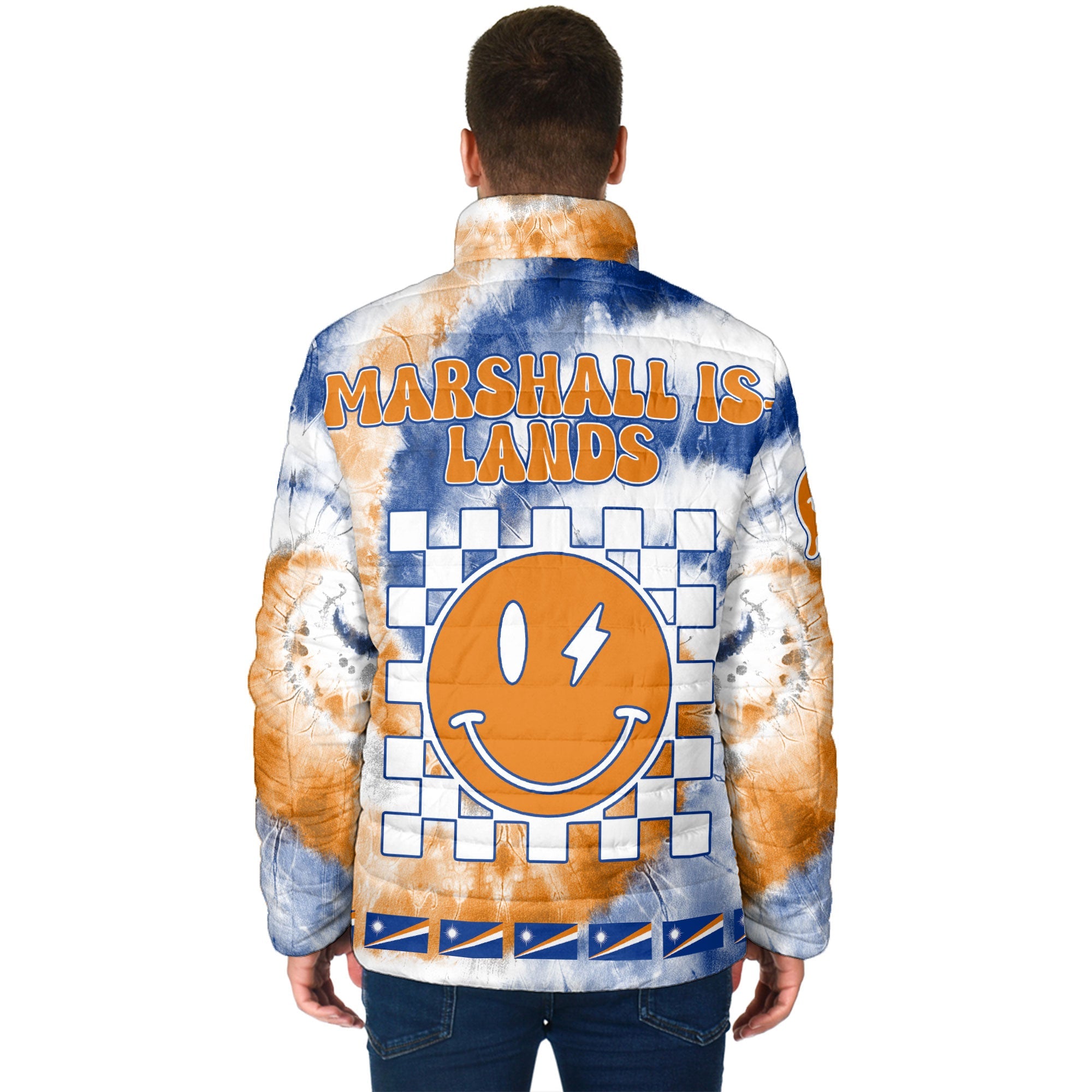 Marshall Islands Men Padded Jacket Custom Tie Dye Style 2