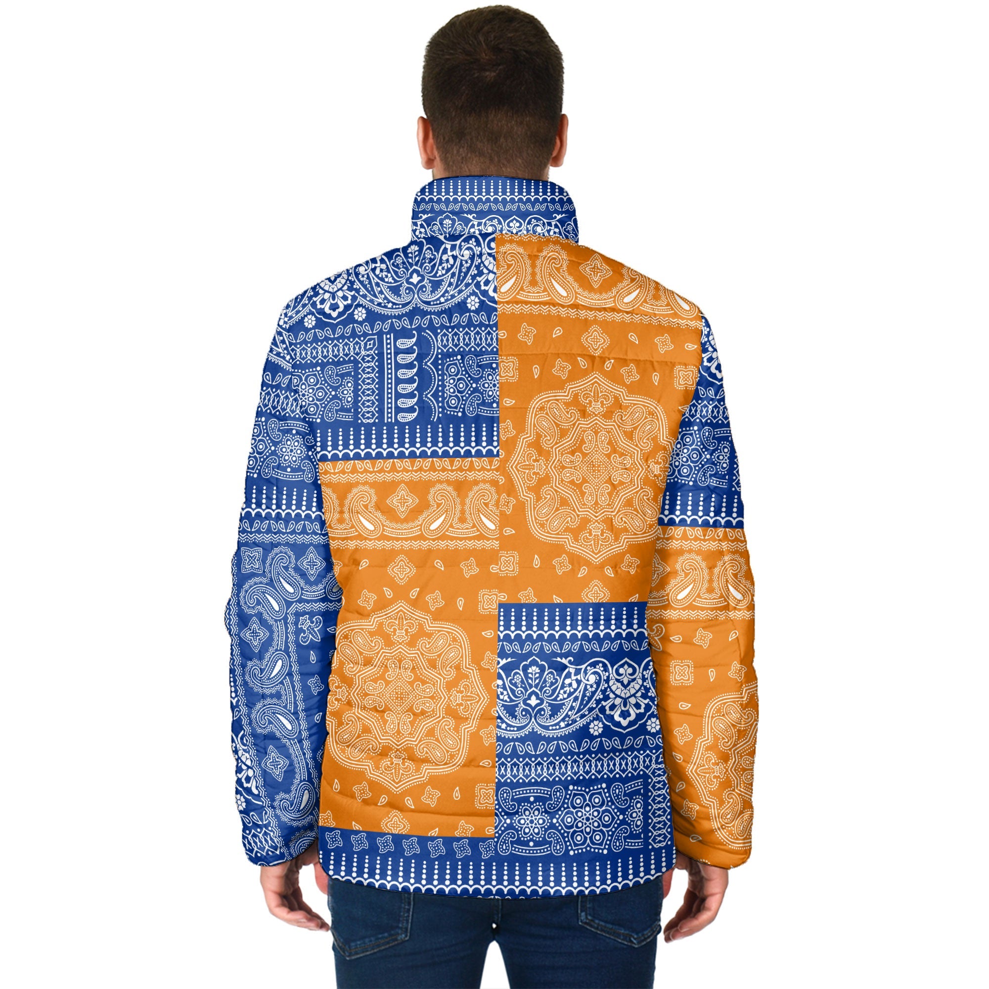 Marshall Islands Men Padded Jacket Flag And Paisley Basic Style 2