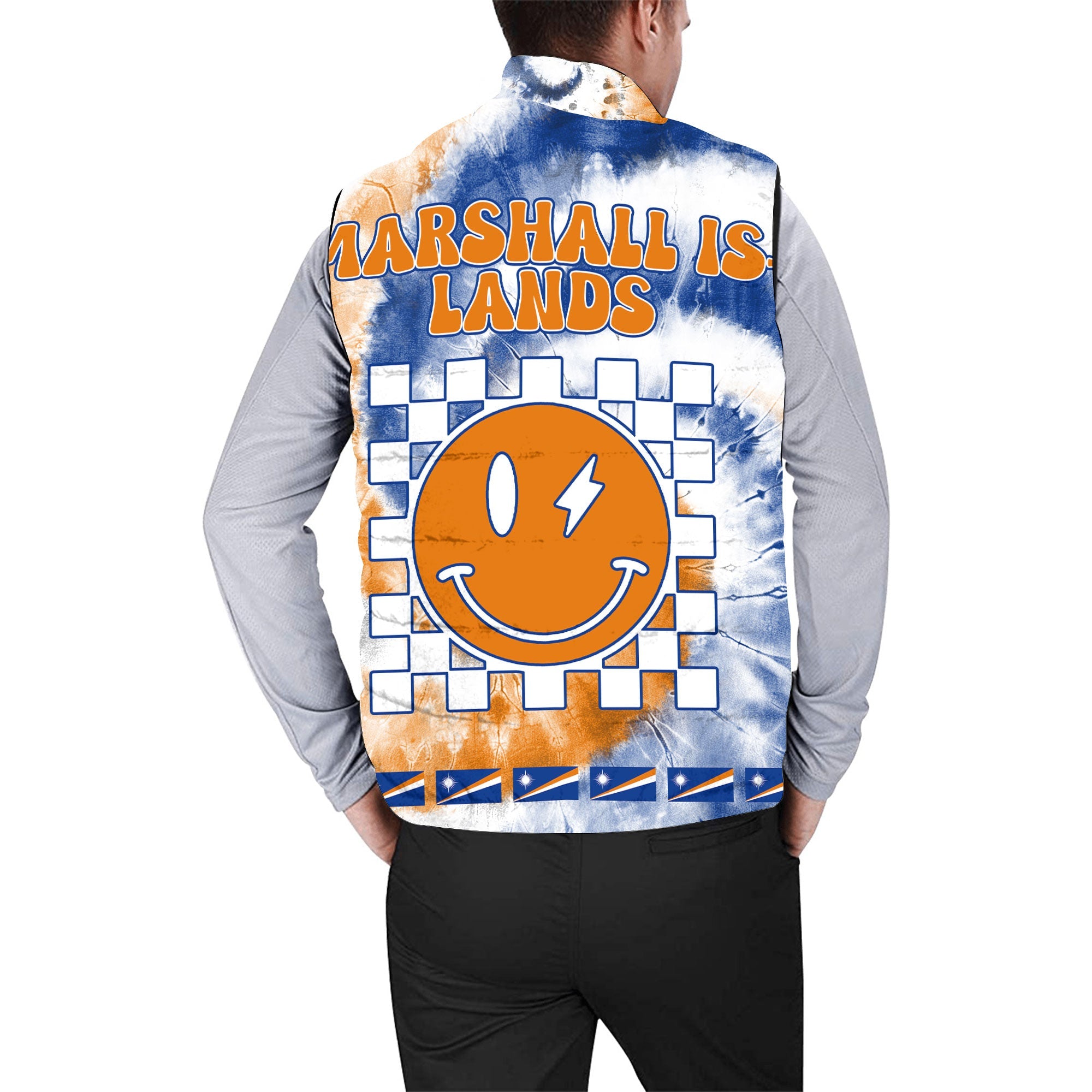 Marshall Islands Men Padded Jacket Vest Custom Tie Dye Style 2