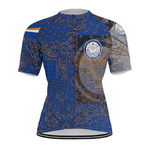 Marshall Islands Men Cycling Jersey Paisley Flag And Skull Style 1