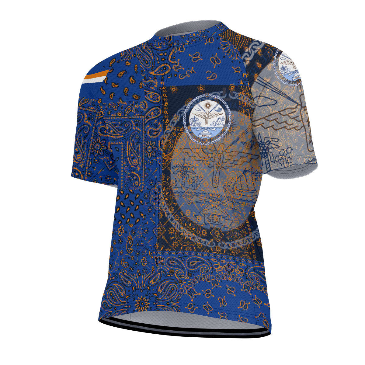 Marshall Islands Men Cycling Jersey Paisley Flag And Skull Style 2