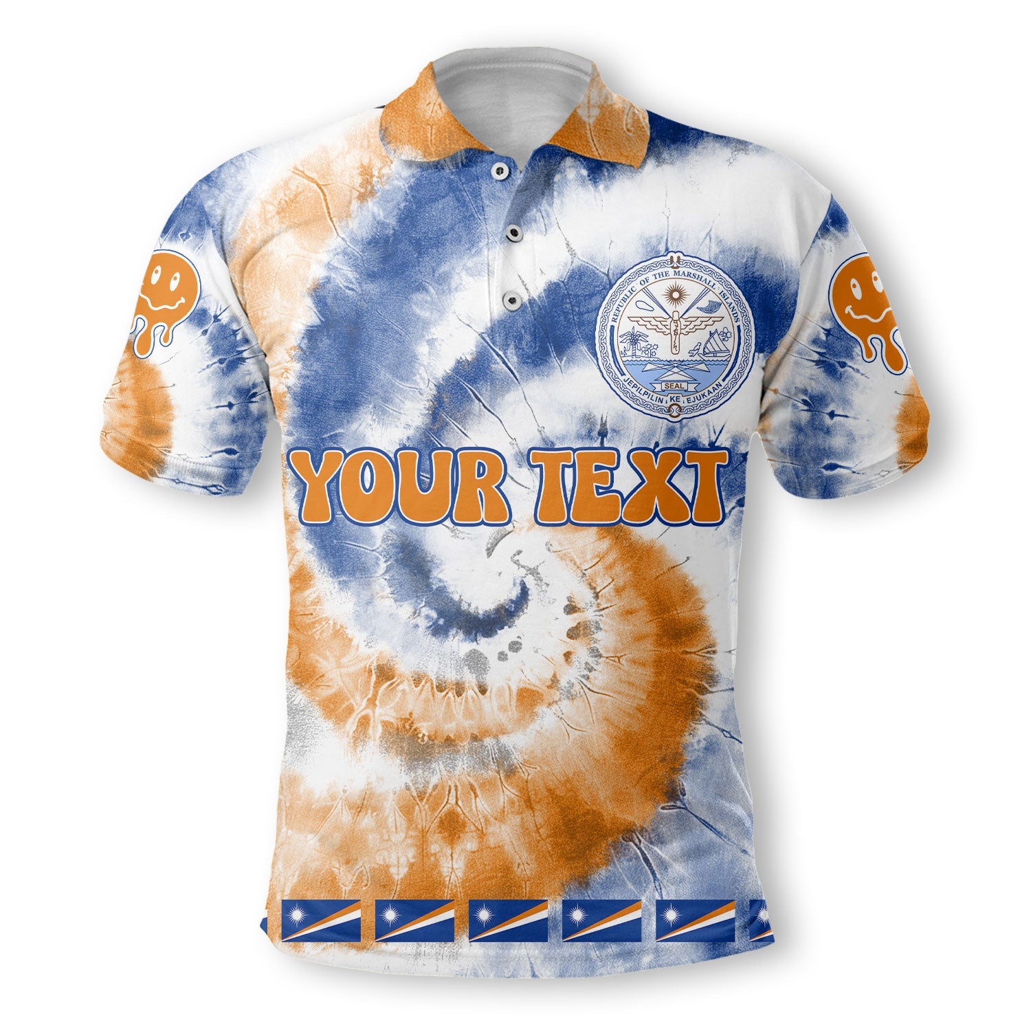 Marshall Islands Polo Shirt Custom Tie Dye Style 2