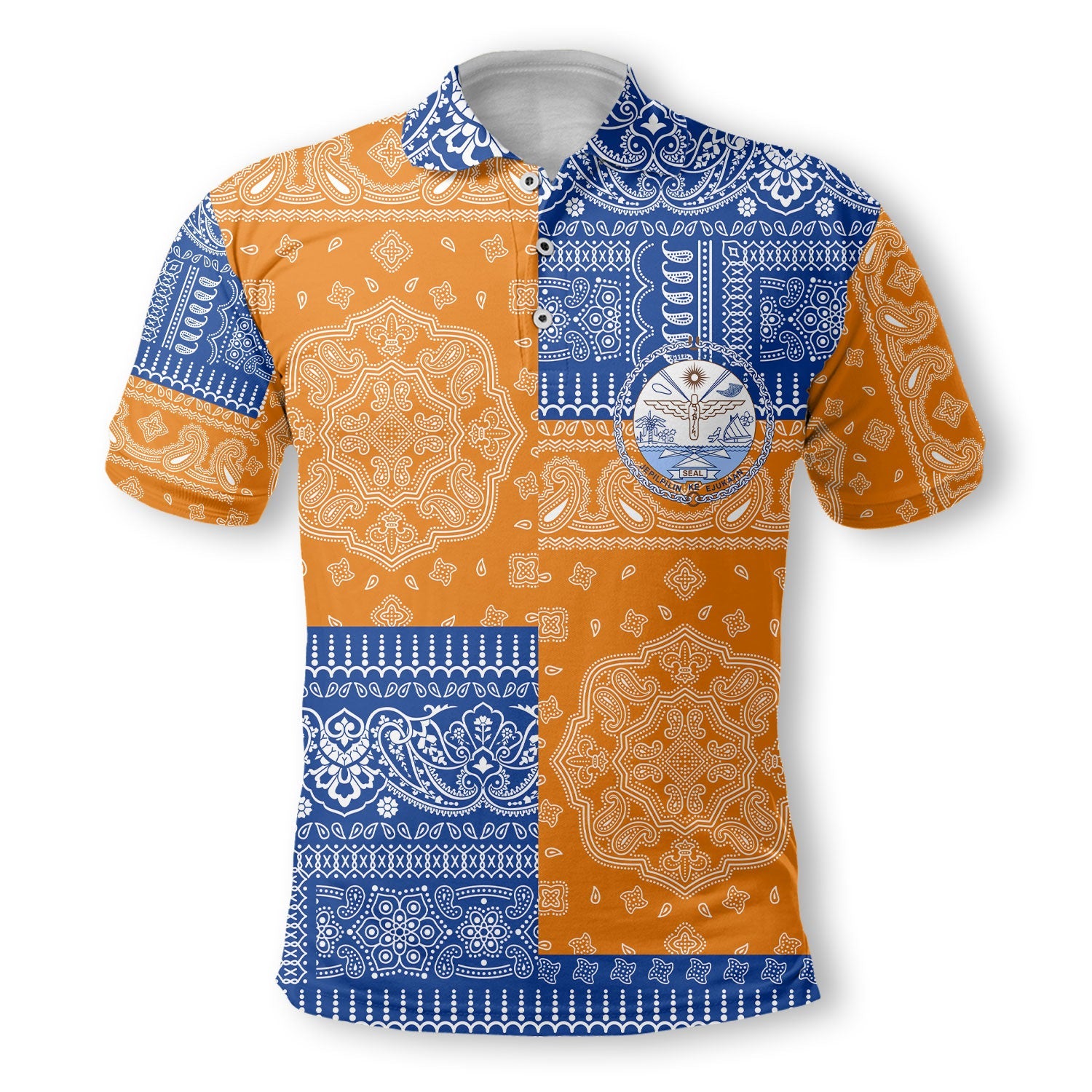 Marshall Islands Polo Shirt Flag And Paisley Basic Style 2