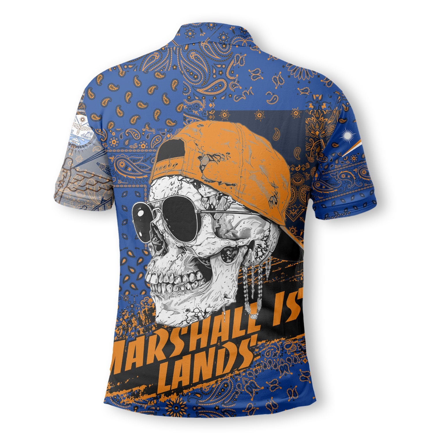 Marshall Islands Polo Shirt Paisley Flag And Skull Style 3