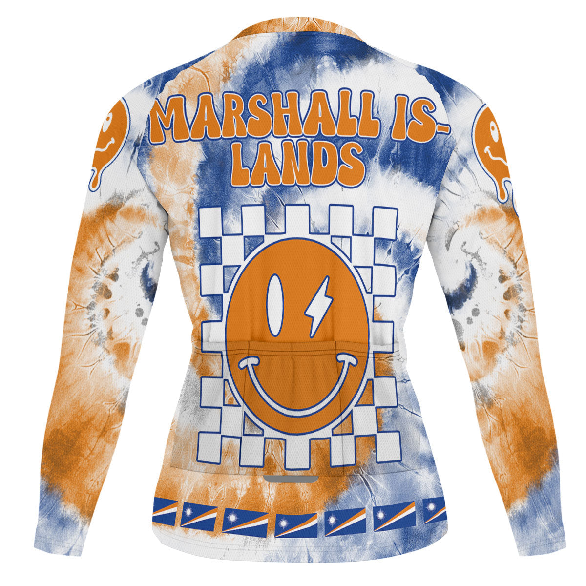 Marshall Islands Raglan Men Cycling Jersey Long Sleeve Custom Tie Dye Style 1